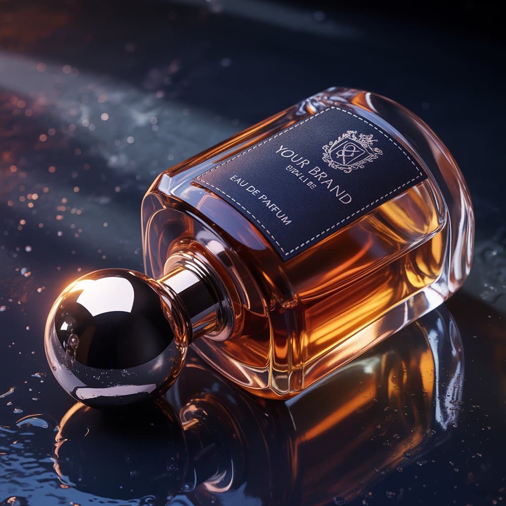 B2B perfume manufacturing - Luxury custom perfume bottle with ornate label showcasing CIPL private label fragrance solutions